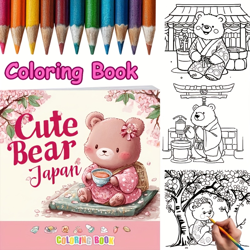 Adult Coloring Book Stress Relief - Livre de coloriage ours mignon au