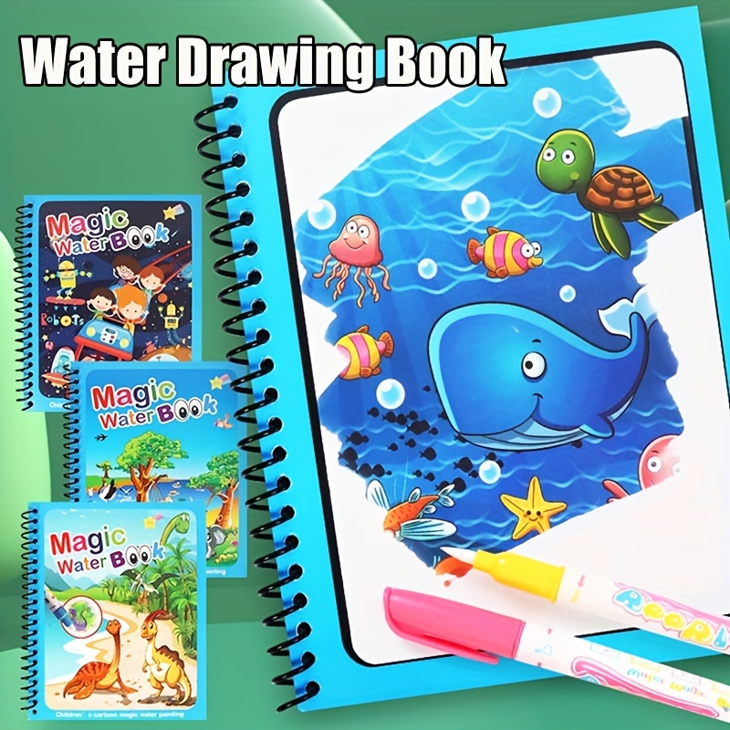 Reusable Water Magic Coloring Book - Livre magique de dessin à l'eau,