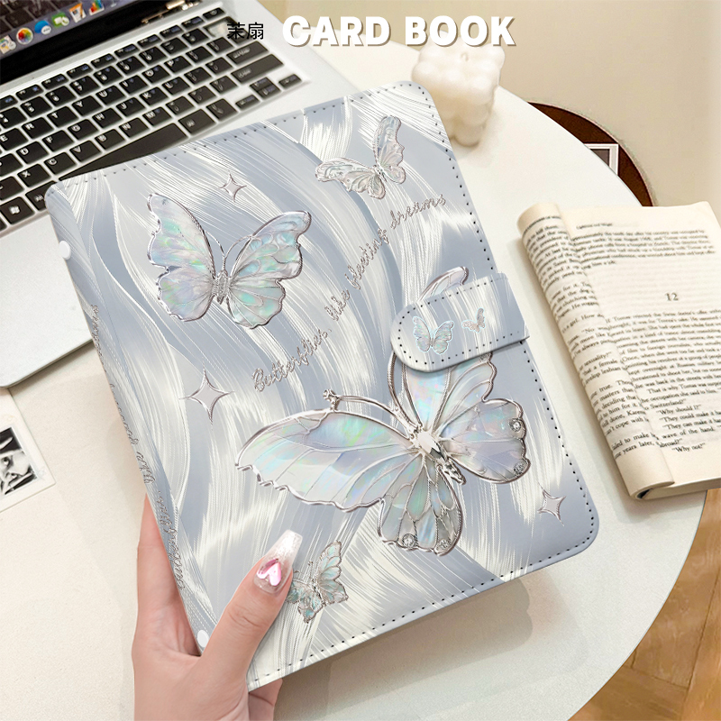 Kpop Photo Card Binder 3 Inch - Classeur de cartes A5 papillon irisé