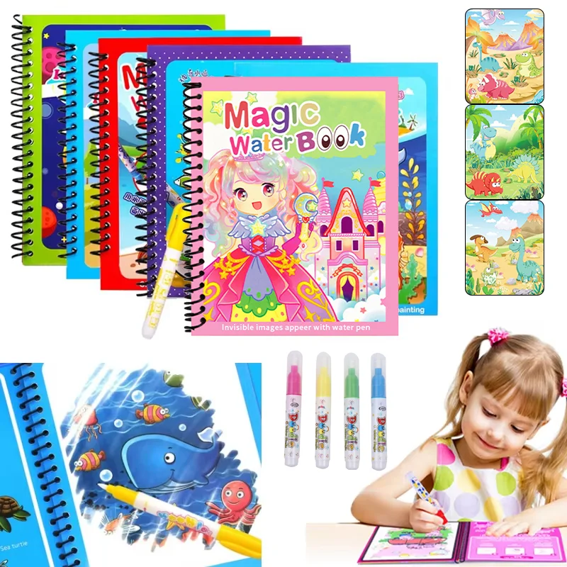 Reusable Water Magic Coloring Book - Livre de dessin magique à l'eau