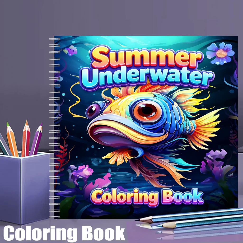 Adult Coloring Book Stress Relief - Livre de coloriage sous-marin d'été pour