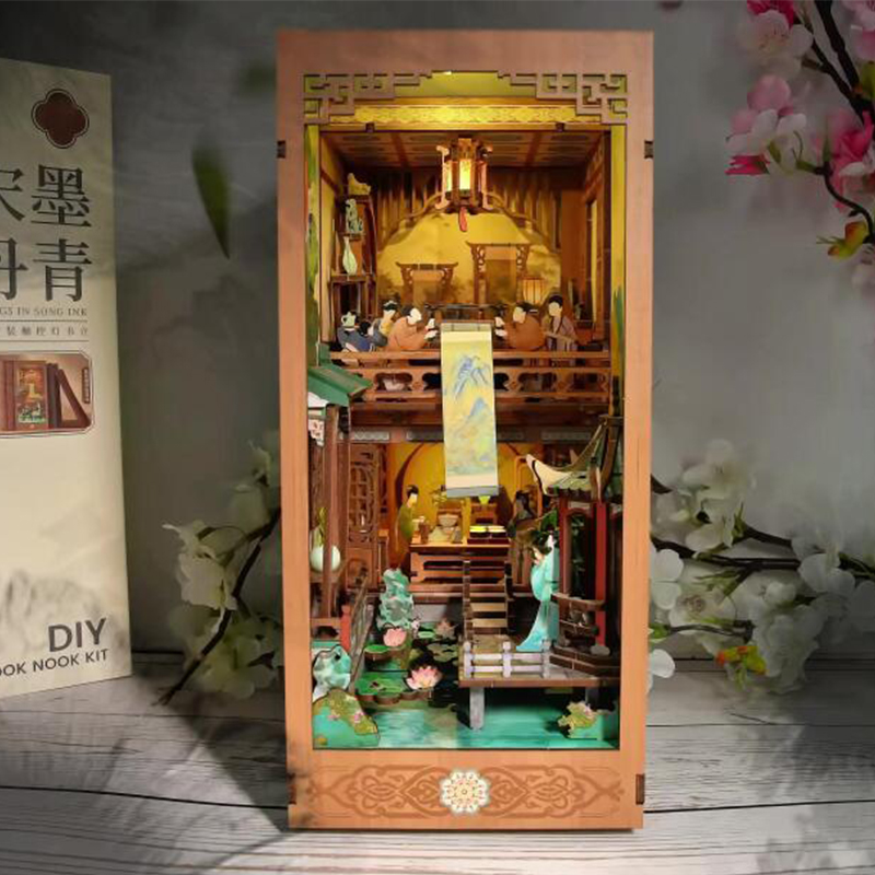 Diy Wooden Book Nook Kit Shelf Insert - Kit d'insertion d'étagère de coin de