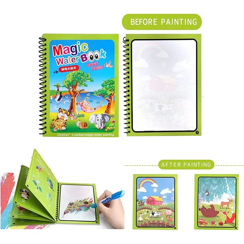 Livre de coloriage à l'eau mag - Reusable Water Magic Coloring Book avis et prix