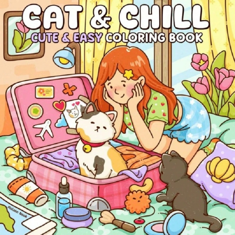 Livre de coloriage chat & fill - Adult Coloring Book Stress Relief avis et prix