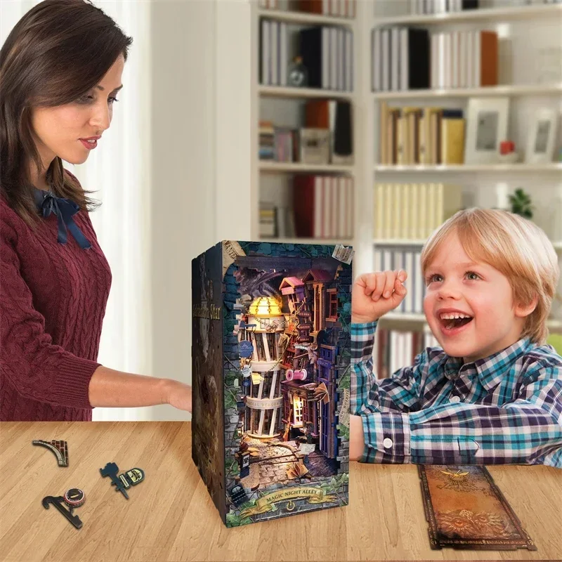 Rétro bricolage magique nuit a - Diy Wooden Book Nook Kit Shelf Insert avis et prix